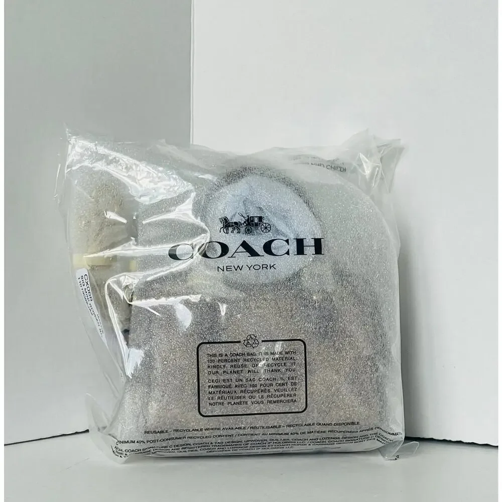 Coach Mini Rowan Bag Charm Brown Signature Canvas Leather Gold CX068